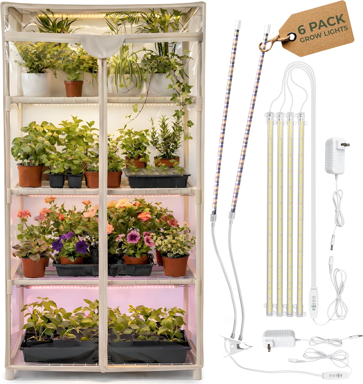 Greenhouse Mini Indoor - Mini-Gewächshaus für Zimmerpflanzen mit PVC-Abdeckung, 4