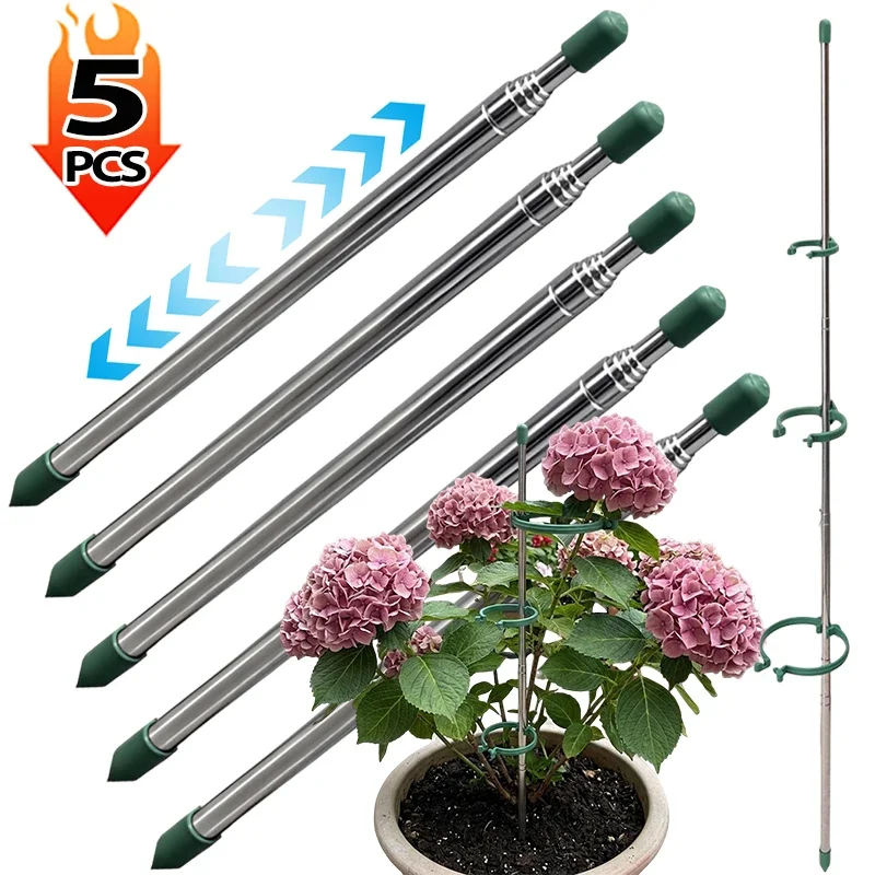 Gardening Tools Green - 5/1 Stück Einziehbarer Pflanzenstützring Grüne Stäbe