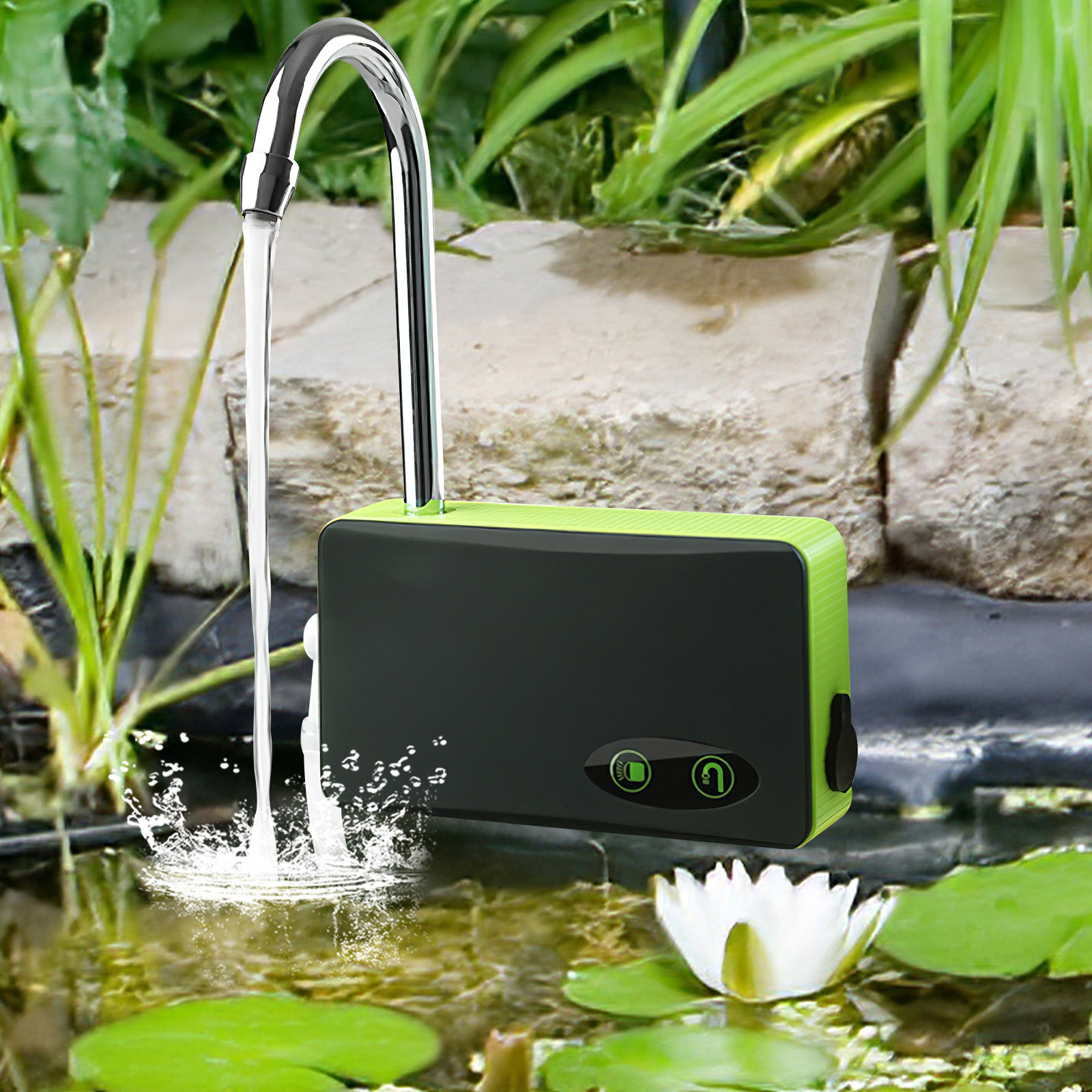 Gardening Tools Green - Tragbare Drei-in-Eins-Sauerstoffpumpe für Angeln, Belüften, Wasseraufnahme,