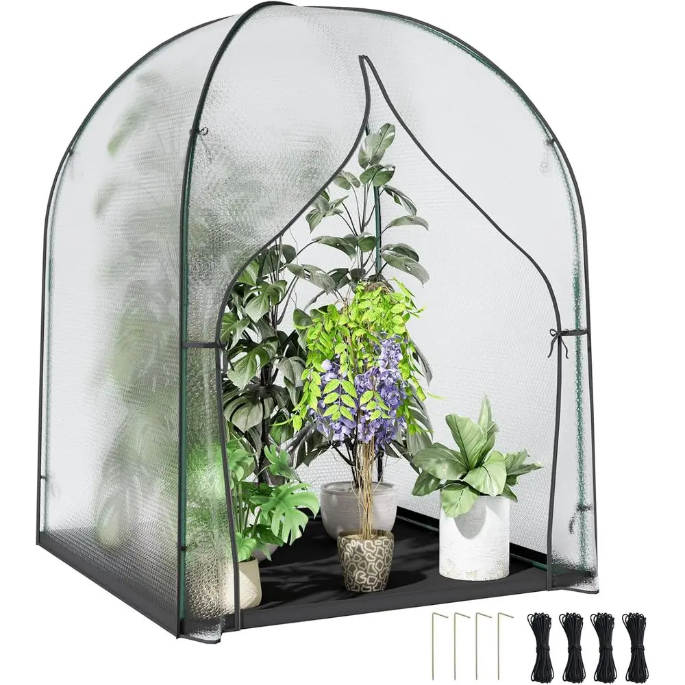 Greenhouse Mini Indoor - Begehbares Mini-Gewächshauszelt mit dicker Folienabdeckung, Bodenmatte