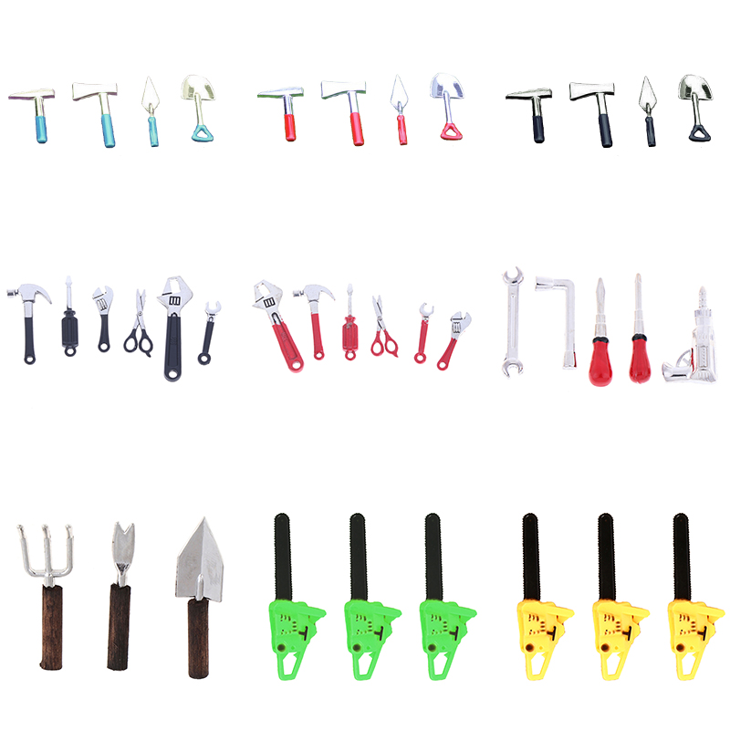 Gardening Tools Shop - 3/4/5/6pcs Puppenhaus Miniatur-Reparatur-Kits Zubehör Miniatur-Hammers chl